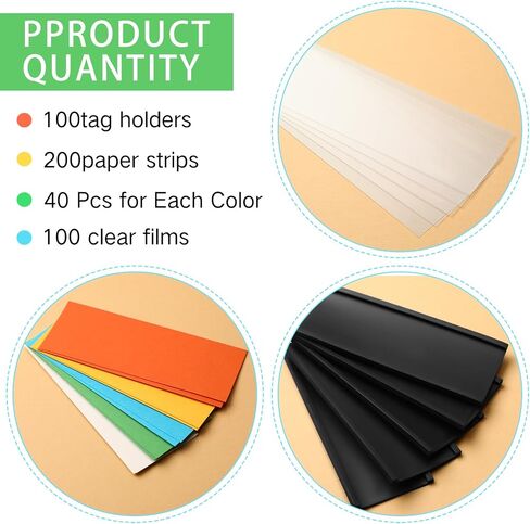 Seajan 300 Pcs Magnetic Label Holders 1 x 3 Inch C Channel Card Holders Magnetic Name Tags Cabinet Labels Magnetic Labels for Shelving with 300 Clear Plastic Protectors 600 Colorful Paper Inserts in Saudi Arabia