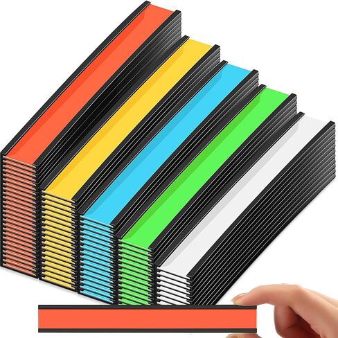 Seajan 300 Pcs Magnetic Label Holders 1 x 3 Inch C Channel Card Holders Magnetic Name Tags Cabinet Labels Magnetic Labels for Shelving with 300 Clear Plastic Protectors 600 Colorful Paper Inserts in Saudi Arabia