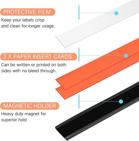 Seajan 300 Pcs Magnetic Label Holders 1 x 3 Inch C Channel Card Holders Magnetic Name Tags Cabinet Labels Magnetic Labels for Shelving with 300 Clear Plastic Protectors 600 Colorful Paper Inserts in Saudi Arabia