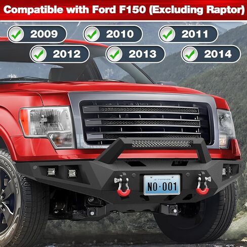 F150 Bumper Set for 2009-2014 Ford F150 Pickup, w/Winch Plate, LED Lights, D-rings and License Plate Bracket (Excluding Raptor) in Kuwait