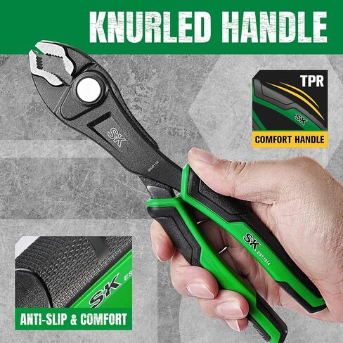 SK 8-Inch Adjustable Slip Joint Pliers, Premium CR-V Construction, SureGrip V-Jaw Design with Comfortable Grips in Kuwait