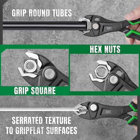 SK 8-Inch Adjustable Slip Joint Pliers, Premium CR-V Construction, SureGrip V-Jaw Design with Comfortable Grips in Kuwait