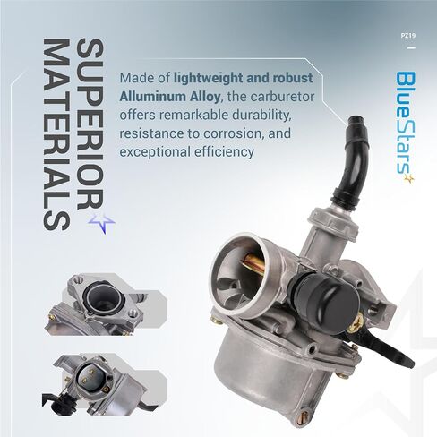 BlueStars PZ19 Carburetor Kit - Compatible with 50cc 70 80 90 110 125cc TaoTao SunL Kazuma Baja Roketa Horizontal engine ATV Go Kart Dirt Bike - Air & Fuel Filter Fuel Line O-rings Gaskets Spark Plug in Saudi Arabia