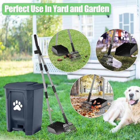 Dog Pooper Scooper, Dog Poop Trash Can Outside with Long Handle Poop Scooper Set and 40 Waste Bags, Dog Waste Trash Can with Removable Inner Bin for Large Dogs Yard Garden in Saudi Arabia
