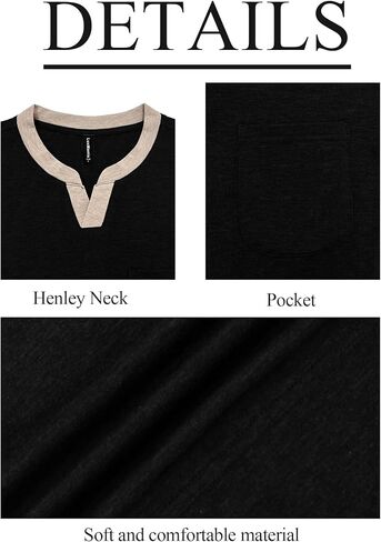 Men's Casual V Neck Long Sleeve Tees Henley T-Shirt Comfortable Pullover Tops with Pocket in Saudi Arabia