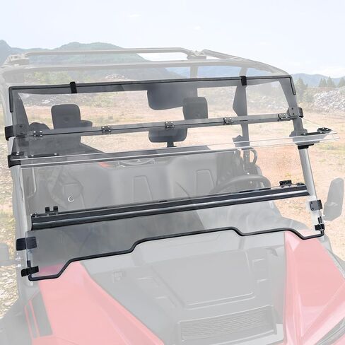 3-IN-1 Flip Up Windshield for Honda Pioneer 1000-3 1000-5 1000-6 2016-2025, 1/5" Hard Coated PC Adjustable Windscreen for Pioneer 1000 Accessories, Open/Vented/Closed, Installation Video in Saudi Arabia