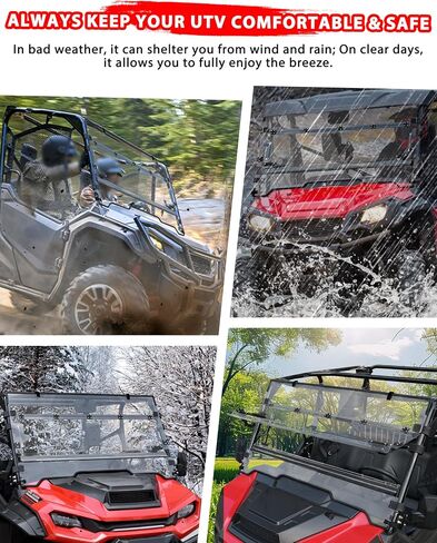 3-IN-1 Flip Up Windshield for Honda Pioneer 1000-3 1000-5 1000-6 2016-2025, 1/5" Hard Coated PC Adjustable Windscreen for Pioneer 1000 Accessories, Open/Vented/Closed, Installation Video in Saudi Arabia