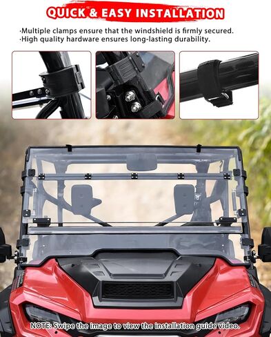 3-IN-1 Flip Up Windshield for Honda Pioneer 1000-3 1000-5 1000-6 2016-2025, 1/5" Hard Coated PC Adjustable Windscreen for Pioneer 1000 Accessories, Open/Vented/Closed, Installation Video in Saudi Arabia