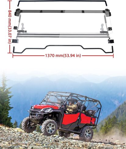 3-IN-1 Flip Up Windshield for Honda Pioneer 1000-3 1000-5 1000-6 2016-2025, 1/5" Hard Coated PC Adjustable Windscreen for Pioneer 1000 Accessories, Open/Vented/Closed, Installation Video in Saudi Arabia