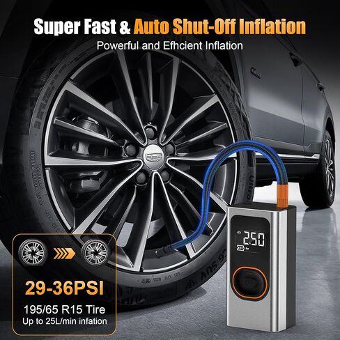 Tire Inflator Portable Air Compressor-150PSI & 4000mAh Portable Air Pump, Accurate Pressure LCD Display, 3X Fast Inflation for Cars, Bikes & Motorcycle Tires, Balls 02 in Saudi Arabia