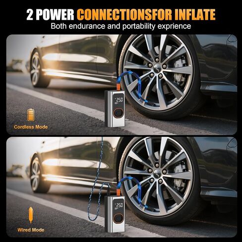 Tire Inflator Portable Air Compressor-150PSI & 4000mAh Portable Air Pump, Accurate Pressure LCD Display, 3X Fast Inflation for Cars, Bikes & Motorcycle Tires, Balls 02 in Saudi Arabia