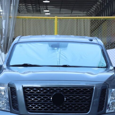 Windshield Sunshade Fit for Nissan Titan 2013-2019 Front Window Sun Shade Foldable Reflective Sun Visor Custom Sunscreen UV Blocker Privacy Protector HeatShield Keep Your Car Cooler (Silver) in Saudi Arabia