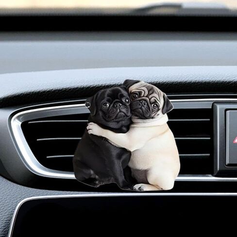 Pug Pug Car Air Vate Diffuser - 2d أكريليك لطيف الكلب العطرية مقطع لتنفيس السيارة ، وتثبيت سهلة ، التعبير المرح ، لا حاجة للبطارية (النمط ج) in Saudi Arabia