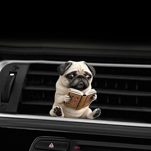 Pug Pug Car Air Vate Diffuser - 2d أكريليك لطيف الكلب العطرية مقطع لتنفيس السيارة ، وتثبيت سهلة ، التعبير المرح ، لا حاجة للبطارية (النمط ج) in Saudi Arabia