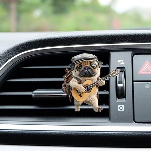 Pug Pug Car Air Vate Diffuser - 2d أكريليك لطيف الكلب العطرية مقطع لتنفيس السيارة ، وتثبيت سهلة ، التعبير المرح ، لا حاجة للبطارية (النمط ج) in Saudi Arabia