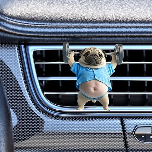 Pug Pug Car Air Vate Diffuser - 2d أكريليك لطيف الكلب العطرية مقطع لتنفيس السيارة ، وتثبيت سهلة ، التعبير المرح ، لا حاجة للبطارية (النمط ج) in Saudi Arabia