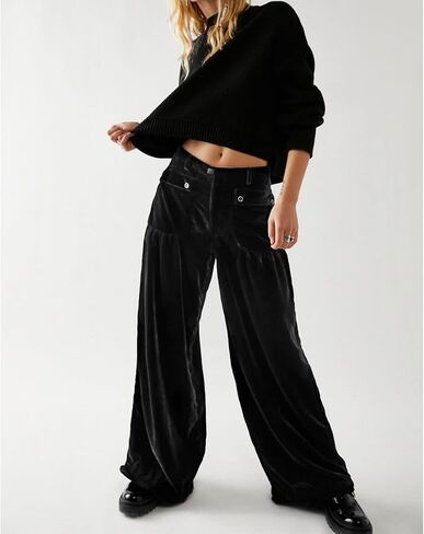 Womens Elastic Waist Cargo Velvet Trousers Casual Mid Waist Velvet Jogger Ankle Tie Barrel Balloon Pants in Saudi Arabia