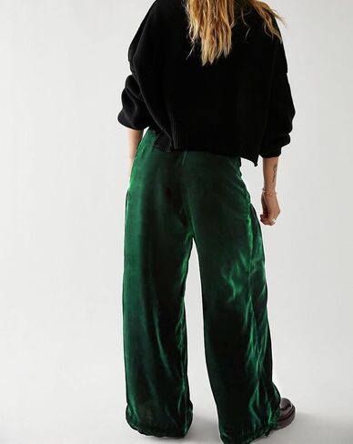 Womens Elastic Waist Cargo Velvet Trousers Casual Mid Waist Velvet Jogger Ankle Tie Barrel Balloon Pants in Saudi Arabia