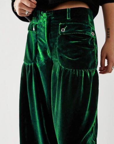 Womens Elastic Waist Cargo Velvet Trousers Casual Mid Waist Velvet Jogger Ankle Tie Barrel Balloon Pants in Saudi Arabia