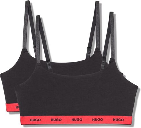HUGO Women's 2-Pack Repeat Logo Cotton Stretch Bralettes in Saudi Arabia