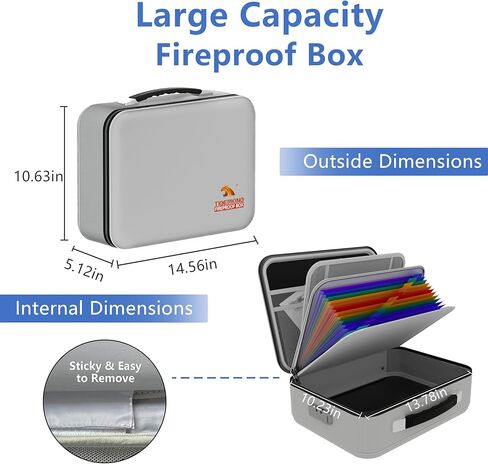 مربع مستندات مضاد للحريق 𝐇𝐚𝐫𝐝 𝐂𝐚𝐬𝐞 مع سحاب مقاوم للماء ، مربع ملف مقاوم للحريق مع قفل ، مربع آمن مضاد للماء للمستندات المهمة ، شهادات - منظم الملفات الأسود in Kuwait