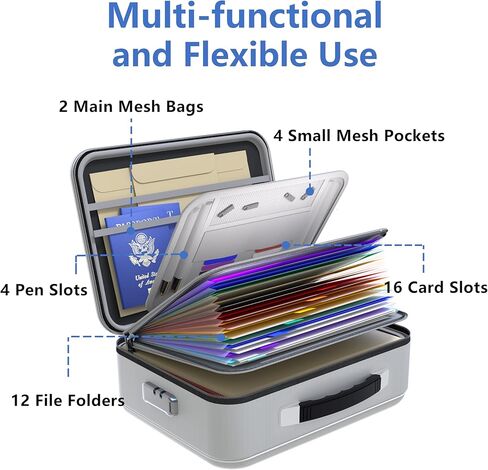 مربع مستندات مضاد للحريق 𝐇𝐚𝐫𝐝 𝐂𝐚𝐬𝐞 مع سحاب مقاوم للماء ، مربع ملف مقاوم للحريق مع قفل ، مربع آمن مضاد للماء للمستندات المهمة ، شهادات - منظم الملفات الأسود in Kuwait