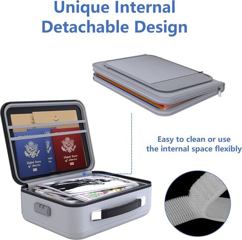 مربع مستندات مضاد للحريق 𝐇𝐚𝐫𝐝 𝐂𝐚𝐬𝐞 مع سحاب مقاوم للماء ، مربع ملف مقاوم للحريق مع قفل ، مربع آمن مضاد للماء للمستندات المهمة ، شهادات - منظم الملفات الأسود in Kuwait