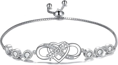 سوار أمي/نانا S925 Sterling Silver Infinity Heart Love You Mom Bracelets Mothers Jewelry for Women in Saudi Arabia
