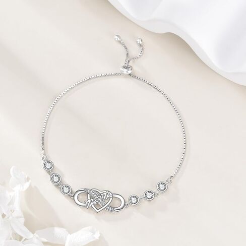سوار أمي/نانا S925 Sterling Silver Infinity Heart Love You Mom Bracelets Mothers Jewelry for Women in Saudi Arabia