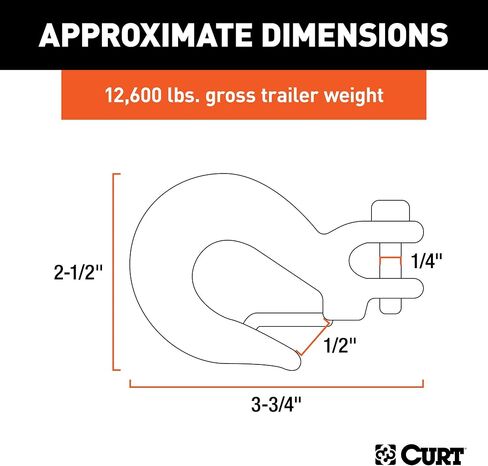 CURT 81940 1/4 بوصة مزور CLEVIS SLIP-LOOK مع مزلاج الأمان ، 12600 رطل ، فتحة 1/2 في ، 5/16 "دبوس in Saudi Arabia