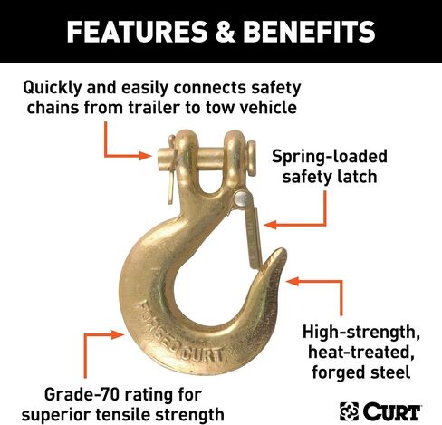 CURT 81940 1/4 بوصة مزور CLEVIS SLIP-LOOK مع مزلاج الأمان ، 12600 رطل ، فتحة 1/2 في ، 5/16 "دبوس in Saudi Arabia