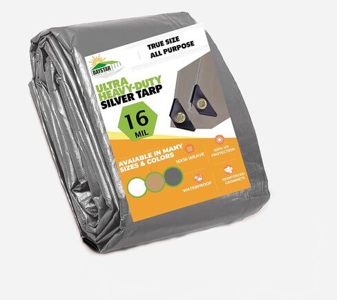16 MIL Thick Ultra Heavy Duty White Tarp 7' x 12' (True Size) 3ply Waterproof 9.5 oz UV Protected Multipurpose Protective Cover Rain Tarpaulin in Kuwait