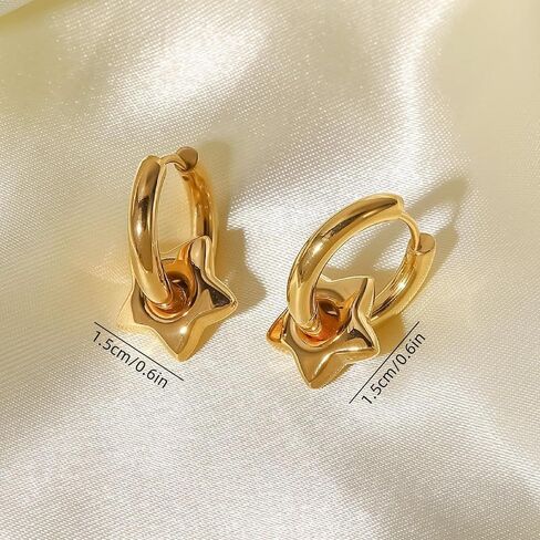 Silver Star Hoop Earrings for Women Dainty Gold Star Hoop Earrings Chunky Silver Huggie Dangle Earrings Y2k Grunge Star Earrings Trendy Jewelry Accessories in Kuwait