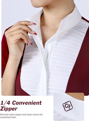 Women’s Horse Riding Shirts for Horse Riders Pleated Show Shirt for Women Short Sleeve Equestrian Top in Kuwait
