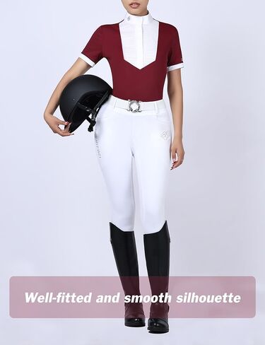 Women’s Horse Riding Shirts for Horse Riders Pleated Show Shirt for Women Short Sleeve Equestrian Top in Kuwait