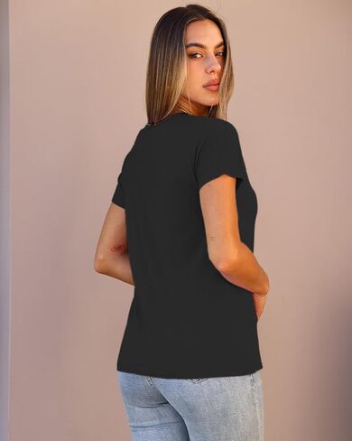 Abardsion 2025 Summer V Neck T Shirts for Women Trendy Outfits Loose Fitted Elegant Blouses Tops in Kuwait