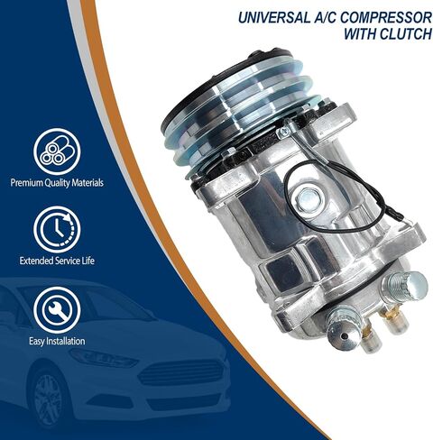 Universal Air Conditioner A/C Compressor with Clutch for Sanden 508 2PK Style, 2 Groove V-Belt, Chromed -OE HC5001C 6664, 6668, QP5H14, 75R8382Q in Saudi Arabia