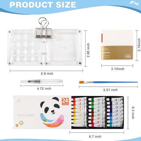 2025 New Pocket Artist Watercolor Travel Set 15 Grid Mini Watercolor Paint Set Paint Palette Travel Kit Include Brush and Sketchbook Mini Portable Watercolor Travel Set for Painters Artists(Acrylic) in Saudi Arabia