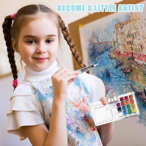 2025 New Pocket Artist Watercolor Travel Set 15 Grid Mini Watercolor Paint Set Paint Palette Travel Kit Include Brush and Sketchbook Mini Portable Watercolor Travel Set for Painters Artists(Acrylic) in Saudi Arabia