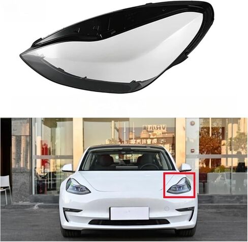 الإسكان الأمامي متوافق مع Tesla Model 3 2019 2020 2021 Car Accesorries المصابيح الأمامية المصابيح الأضواء الزجاجية استبدال عاكس الضوء الأصلي (اليسار واليمين) in Saudi Arabia