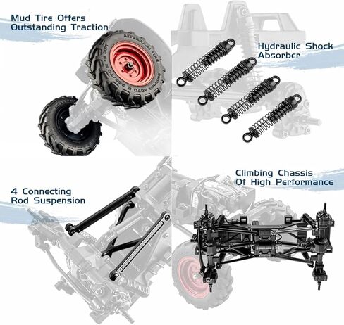 EAZYRC x FMS FCX 1/24 RC Semi Truck RTR, 4x4 RC Crawler for Sandland Desert Dirt Road for Men Boys with Battery, LED Light,Transmission and USB Charger in Kuwait