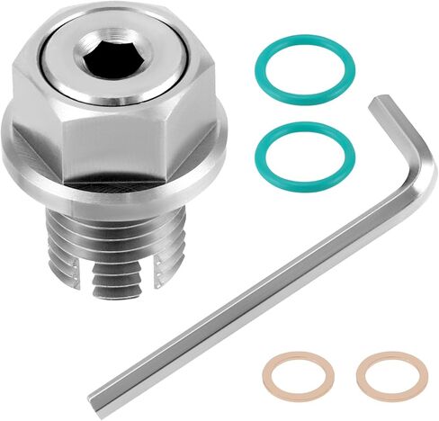 Qwork Stains Steel M14.1-1.5 × 15 مم قابس تصريف زيت كبير الحجم ، مجموعة إصلاح خيوط الزيت الناخب الذاتي مع مفتاح سداسي ، حلقات O ، وحشيات النحاس in Kuwait