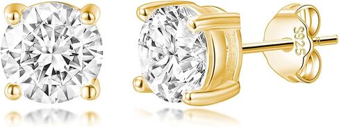 Reffeer Solid 925 Sterling Silver Cubic Zirconia Earrings Stud for Women Teens CZ Post Stud Earrings Hypoallergenic in Saudi Arabia