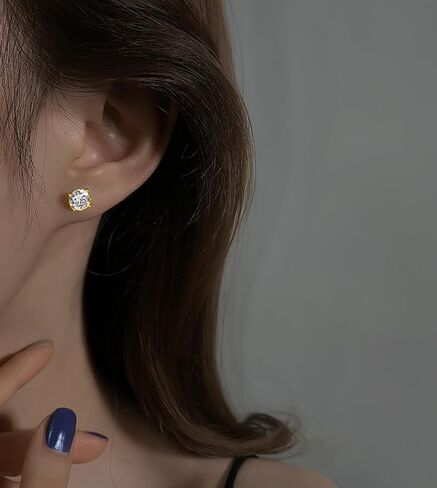 Reffeer Solid 925 Sterling Silver Cubic Zirconia Earrings Stud for Women Teens CZ Post Stud Earrings Hypoallergenic in Saudi Arabia