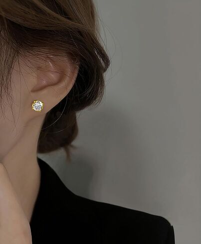 Reffeer Solid 925 Sterling Silver Cubic Zirconia Earrings Stud for Women Teens CZ Post Stud Earrings Hypoallergenic in Saudi Arabia