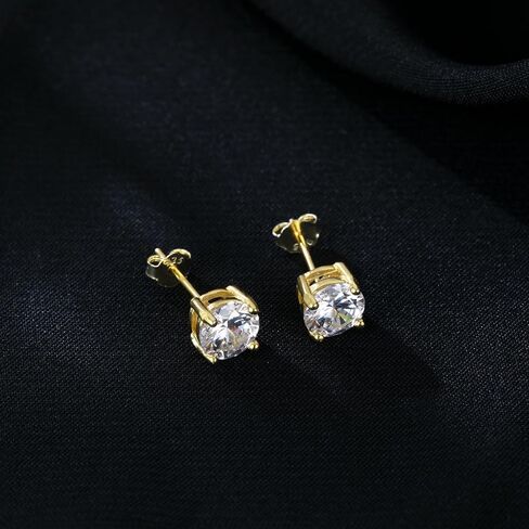 Reffeer Solid 925 Sterling Silver Cubic Zirconia Earrings Stud for Women Teens CZ Post Stud Earrings Hypoallergenic in Saudi Arabia