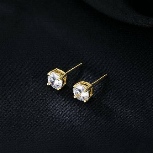 Reffeer Solid 925 Sterling Silver Cubic Zirconia Earrings Stud for Women Teens CZ Post Stud Earrings Hypoallergenic in Saudi Arabia