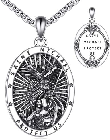 Patron Saint Medals Necklace 925 Sterling Silver Amulet Pendant Medallion Medal Jewelry Gifts for Men Women in Saudi Arabia