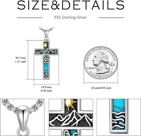 قلادة الصليب الفيروز للرجال S925 Sterling Silver Fryquoise قلادة قلادة عبر الهدايا المجوهرات in Kuwait