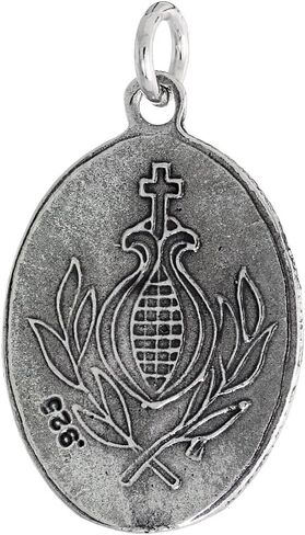 Sterling Silver St John of God San Juan de Dios Medal Necklace Oxidized finish Oval 1.8mm Chain in Saudi Arabia